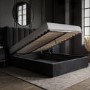 Black Velvet Double Ottoman Bed with Winged Headboard - Maddox