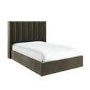 Small Double Khaki Green Velvet Ottoman Bed - Maddox
