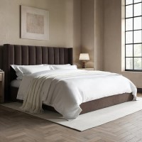 Chocolate Brown Super King Velvet Ottoman Bed - Maddox