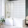 Brushed Brass Pivot L Shape Shower Bath Screen 1450 x 955mm - Maia