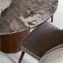 Round Walnut and Marble Effect Pedestal Dining Table - Seats 4 - Malia
