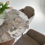 Round Walnut and Marble Effect Pedestal Dining Table - Seats 4 - Malia