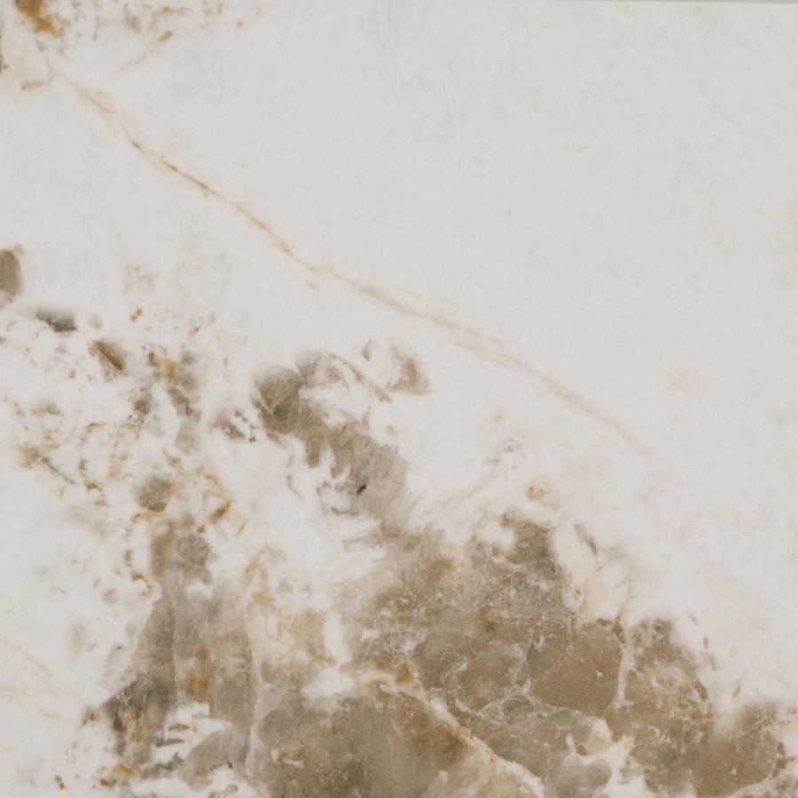Large Walnut and Neutral Marble Effect Round Coffee Table - Malia