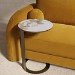 Round Side Table with Neutral Marble Effect and Bronze Base - Malia