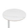 Round Side Table with White Marble Effect and Chrome Base - Malia