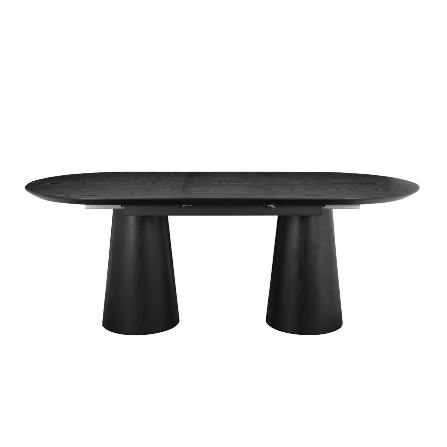 Large Black Wooden Extendable Dining Table - Seats 4 - 6 - Malia