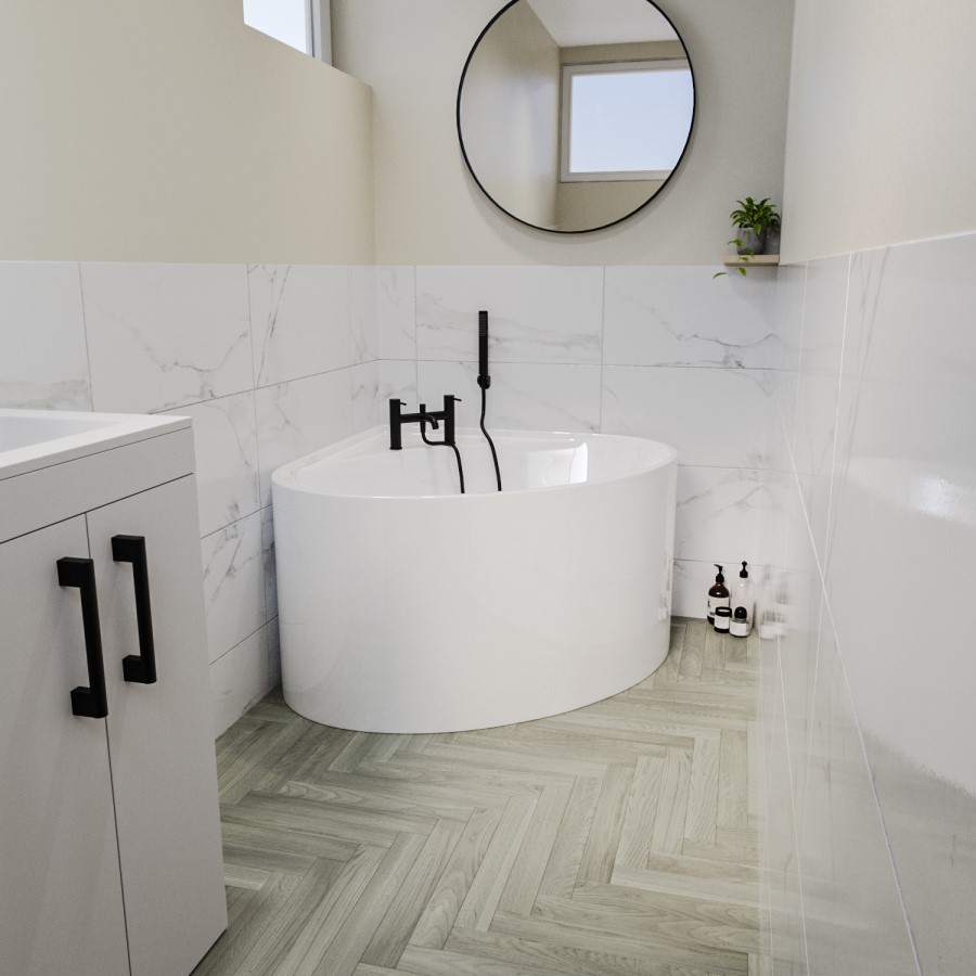 Freestanding Double Ended Small Round Corner Bath 1000 x 1000mm - Malta