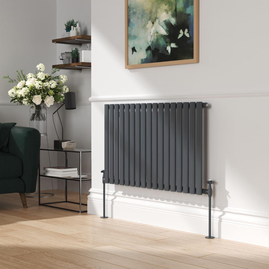 Maesta Anthracite Gray Traditional Manual Angled Radiator Valves (pair)