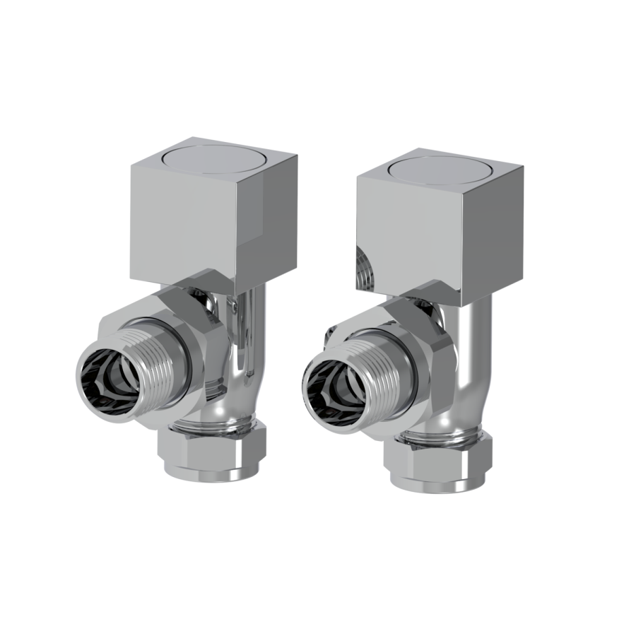 Elego Chrome Modern Manual Angled Radiator Valves (pair)