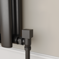 Elego Matte Black Modern Manual Angled Radiator Valves (pair)