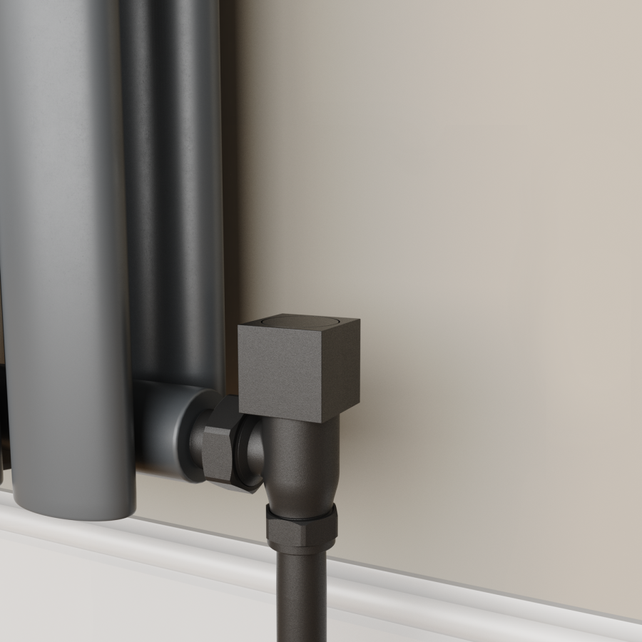 Elego Matte Black Modern Manual Angled Radiator Valves (pair)