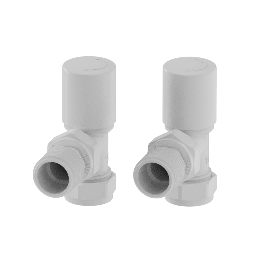 Elego White Modern Manual Angled Radiator Valves Pair