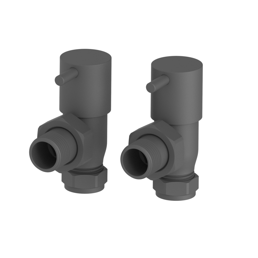 Elego Anthracite Gray Modern Manual Angled Radiator Valves (pair)