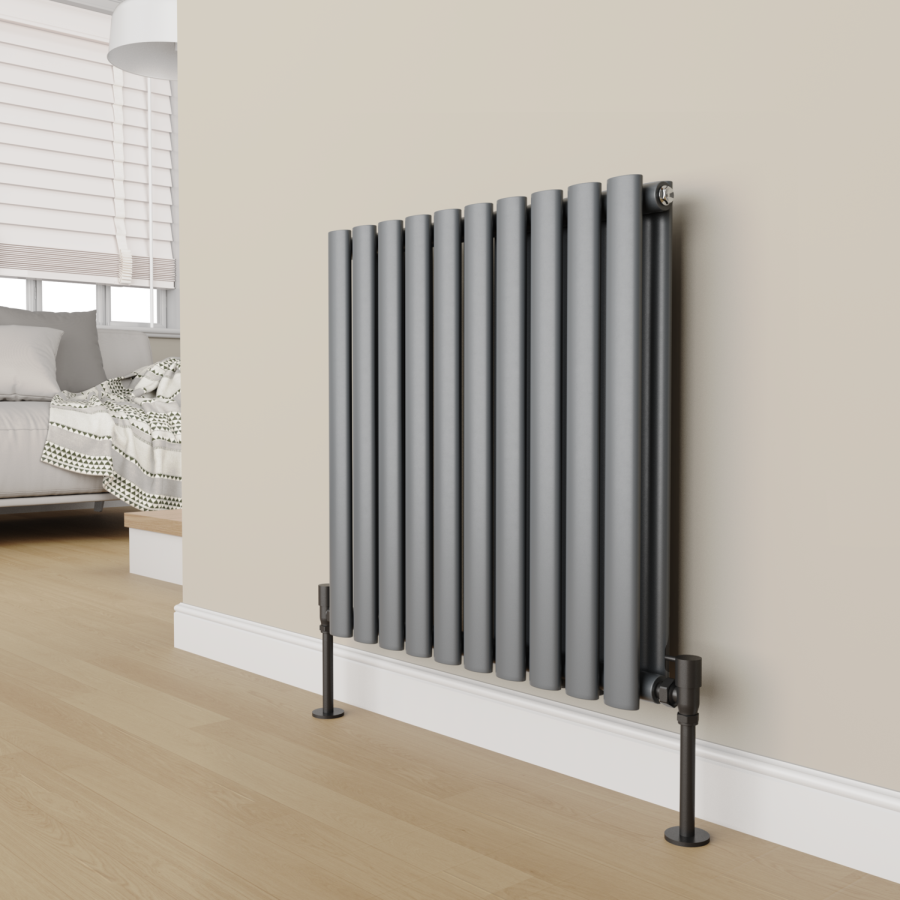 Elego Matte Black Modern Manual Angled Radiator Valves (pair)
