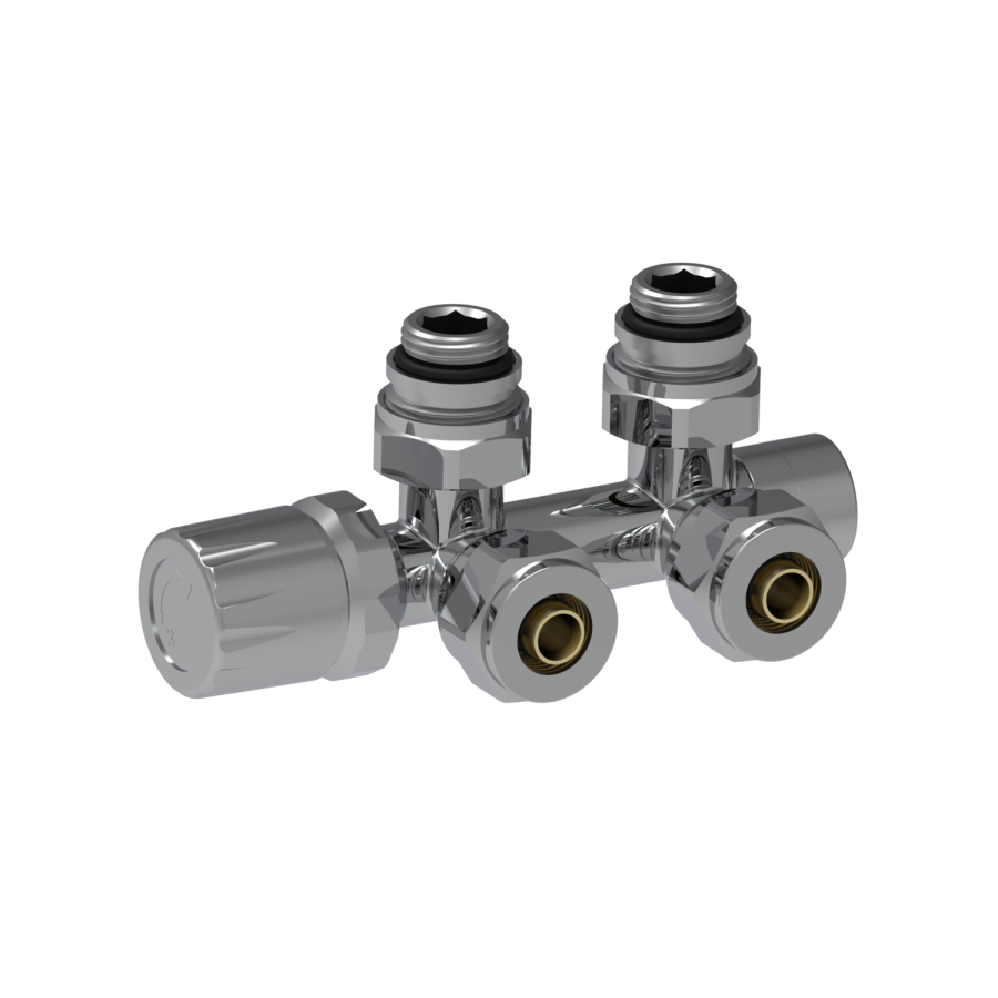 Elego Chrome Modern Manual H Block Angled Radiator Valves With Lockshield