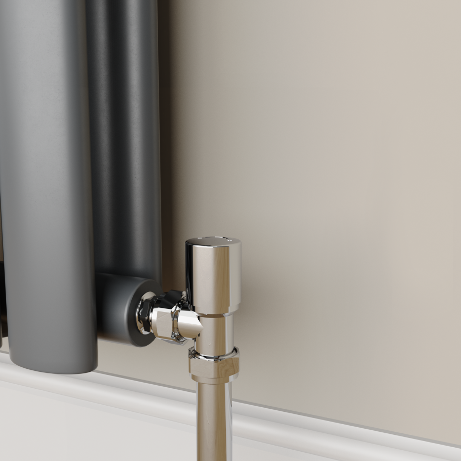 Elego Chrome Modern Manual Angled Radiator Valves (pair)