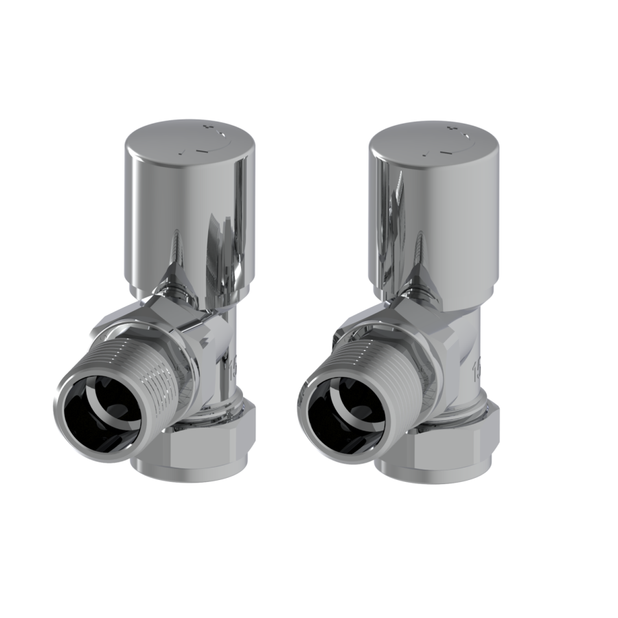 Elego Chrome Modern Manual Angled Radiator Valves (pair)