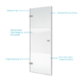 800mm Ribbed / Fluted Glass Left Hand Hinged Door Shower Enclosure 8mm Glass - Matira