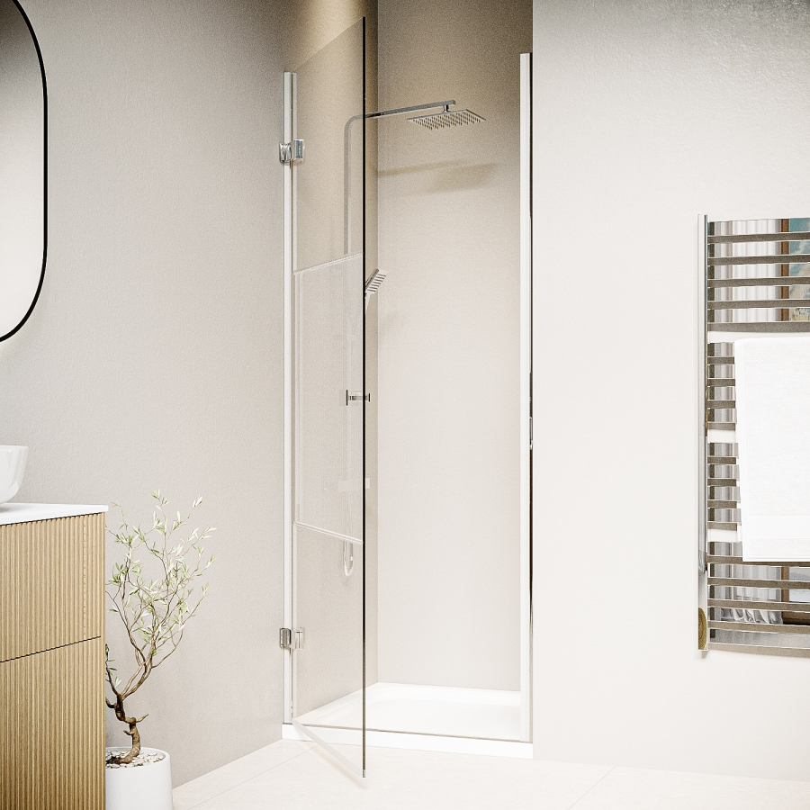 800mm Ribbed / Fluted Glass Left Hand Hinged Door Shower Enclosure 8mm Glass - Matira