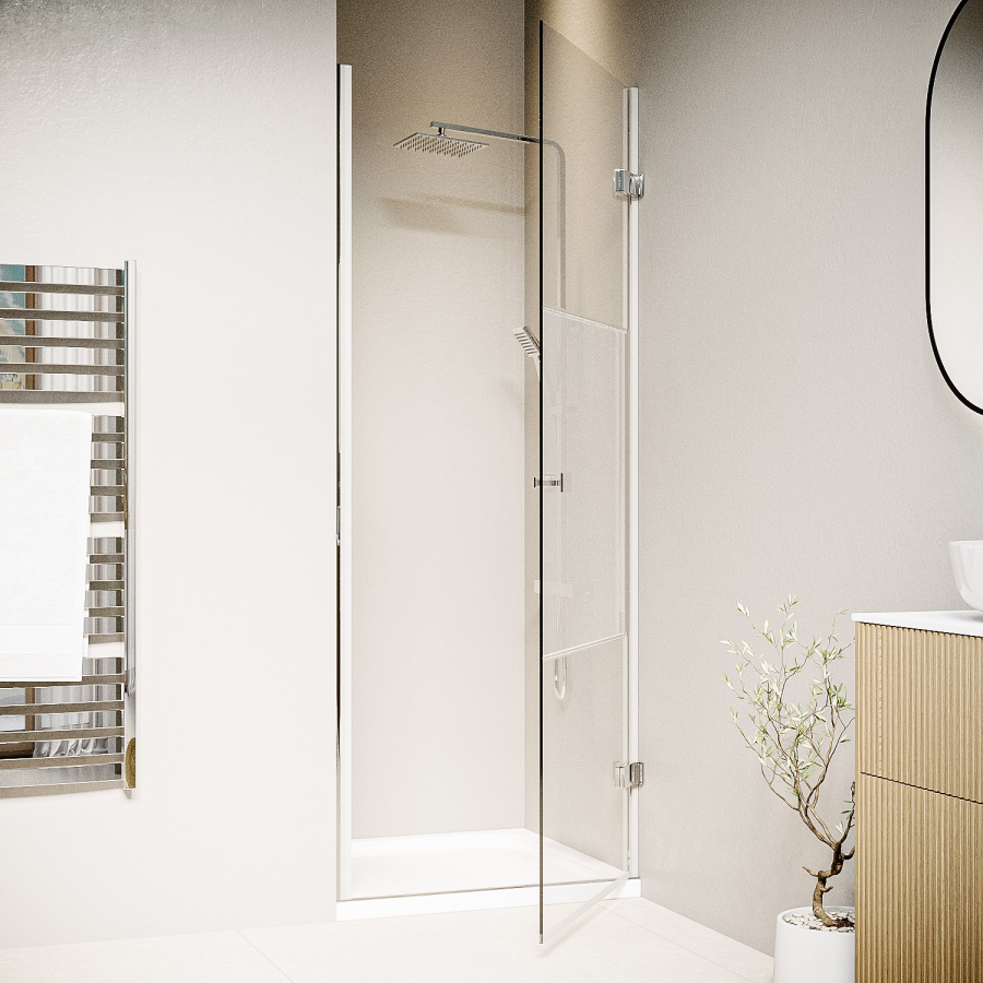 900mm Ribbed / Fluted Glass Right Hand Hinged Door Shower Enclosure 8mm Glass - Matira