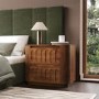 Wide Dark Wood Curved 2 Drawer Bedside Table - Fully Assembled - Meena