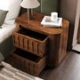 Wide Dark Wood Curved 2 Drawer Bedside Table - Fully Assembled - Meena