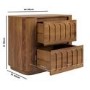 Wide Dark Wood Curved 2 Drawer Bedside Table - Fully Assembled - Meena