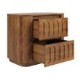 Wide Dark Wood Curved 2 Drawer Bedside Table - Fully Assembled - Meena