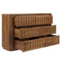 Wide Dark Wood Curved 6 Drawer Chest of Drawers - Fully Assembled - Meena