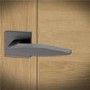 Internal Satin Black Bathroom Lever Door Handle with Lock, Latch and Hinges Pack - 65mm Latch - Mezen - XL Joinery