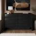 Wide Black 6 Drawer Chest of Drawers - Margot