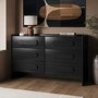 Wide Black 6 Drawer Chest of Drawers - Margot