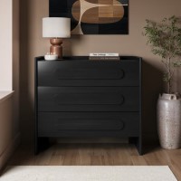 Wide Black 3 Drawer Chest of Drawers - Margot 