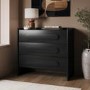 Wide Black 3 Drawer Chest of Drawers - Margot 