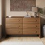 Wide Dark Wood 6 Drawer Chest of Drawers - Margot