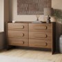 Wide Dark Wood 6 Drawer Chest of Drawers - Margot