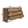 Wide Dark Wood 6 Drawer Chest of Drawers - Margot