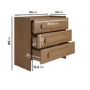 Wide Wooden 3 Drawer Chest of Drawers - Margot