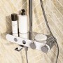 Chrome Round Thermostatic 3 Outlet Mixer Shower Set with Bath Filler Spout Push Buttons and Shelf - Mika