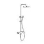 Chrome Round Thermostatic 3 Outlet Mixer Shower Set with Bath Filler Spout Push Buttons and Shelf - Mika