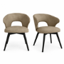 Set of 2 Beige Faux Leather Swivel Dining Chairs - Mila