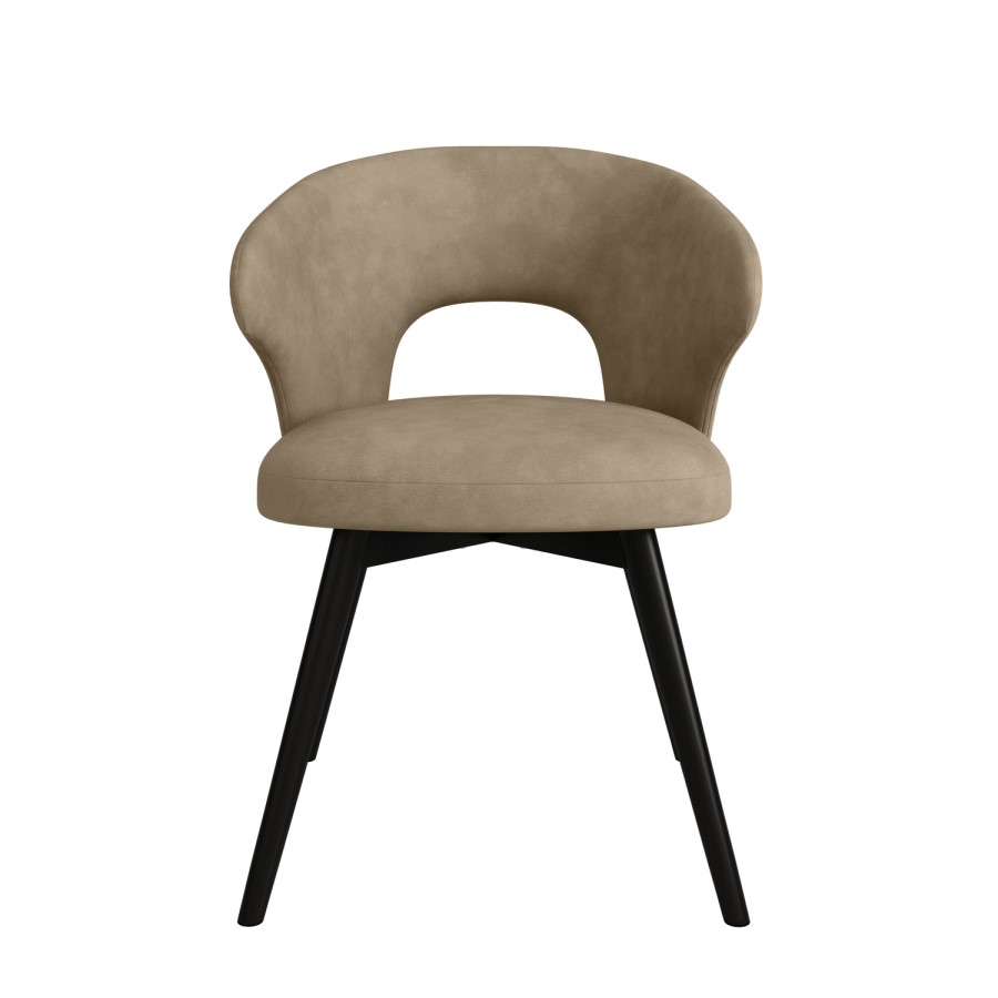 Set of 2 Beige Faux Leather Swivel Dining Chairs - Mila
