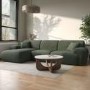 4 Seater L-Shape Chaise Corner Sofa in Green Chenille - Mahalia
