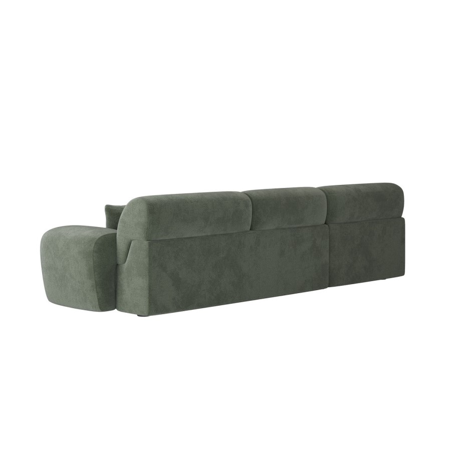 4 Seater L-Shape Chaise Corner Sofa in Green Chenille - Mahalia