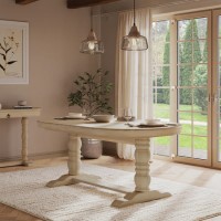 Large Solid Wood Farmhouse Extendable Dining Table - Seats 6 - 12 - Madeline