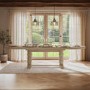 Large Solid Wood Farmhouse Extendable Dining Table - Seats 6 - 12 - Madeline