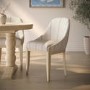 Beige and Blue Striped Upholstered Dining Chair with Solid Wood Legs - Madeline
