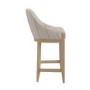 Set of 2 Beige and Blue Striped Upholstered Kitchen Stools with Solid Wood Legs - Madeline