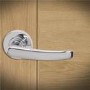 Internal Silver Polished Chrome Bathroom Lever Door Handle with Lock, Latch and Hinges Pack - 65mm Latch - Morava - XL Joinery
