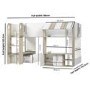 White and Oak Mid Sleeper Cabin bed with Storage - Marcel